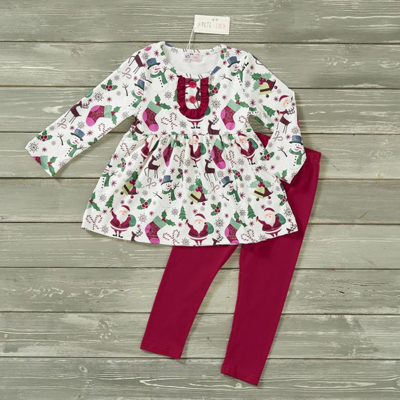 Christmas Family Holiday 2 Piece Pant Set by PETE + LUCY 6 6X NEW Santa - Picture 1 of 7